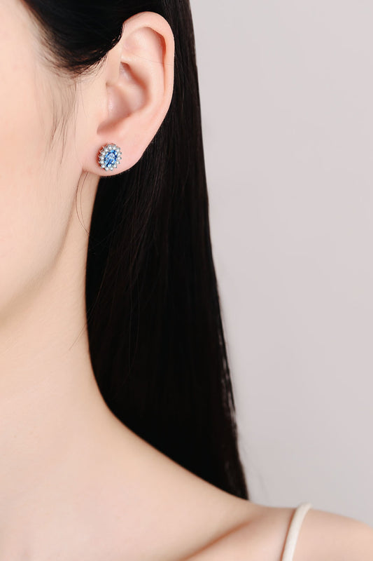 Model wearing the 925 Sterling Silver Stud Earrings, showcasing their minimalist design
