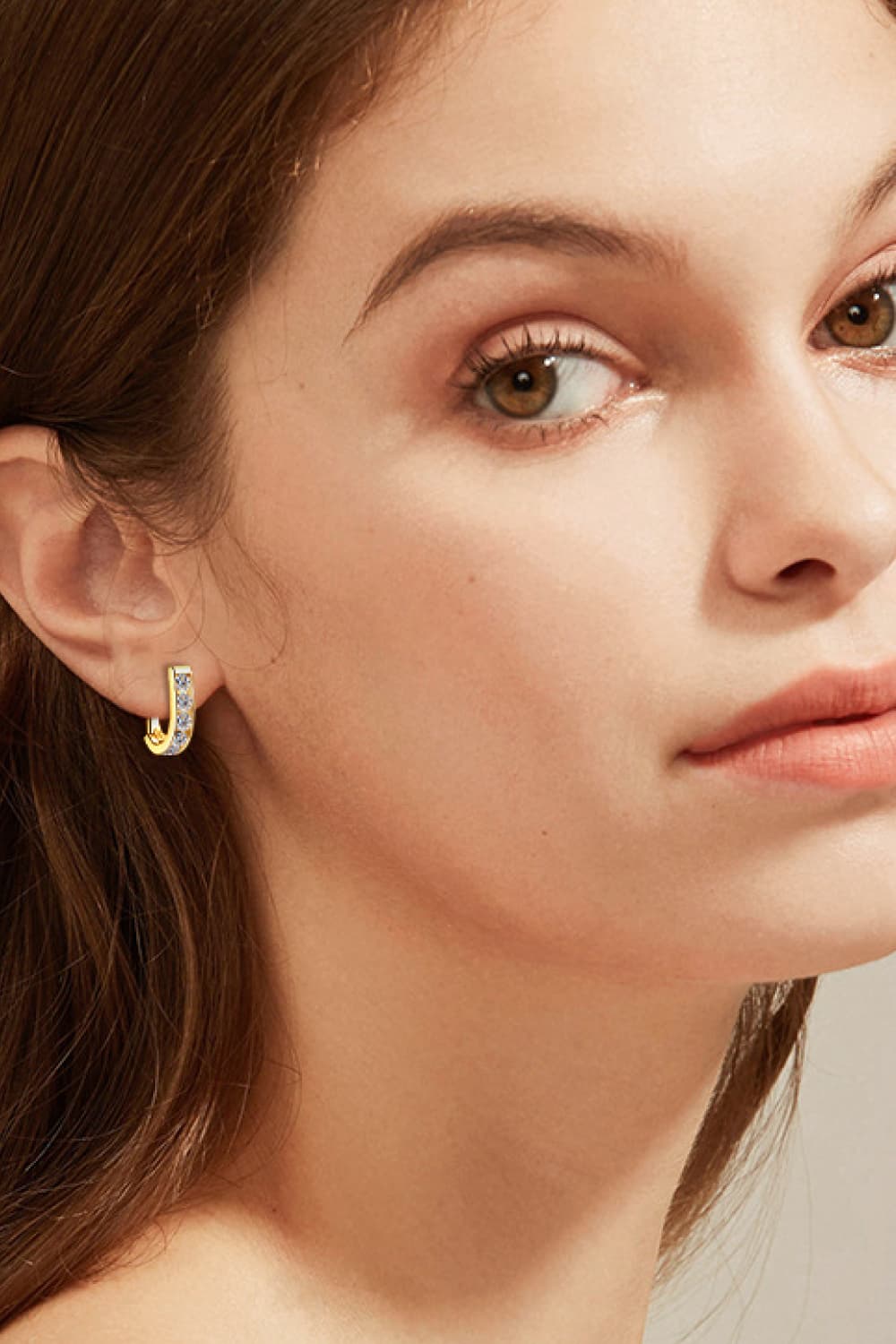 Elegant Moissanite Earrings worn on model, showcasing size and sparkle.