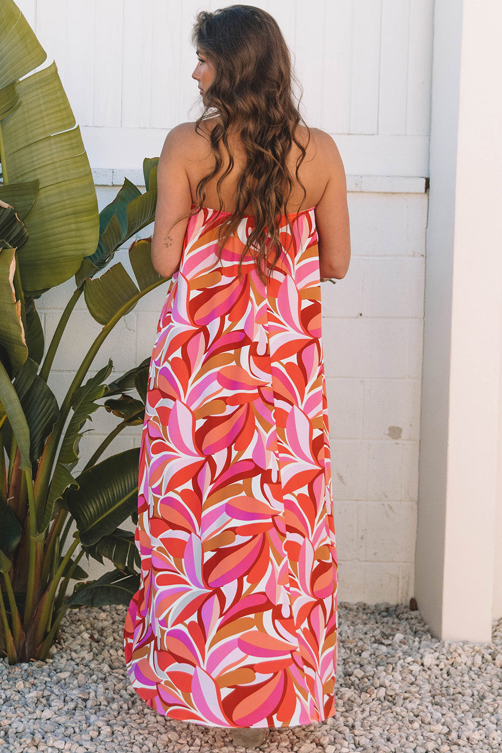 Rose Floral High Low Bandeau Vacay Dress