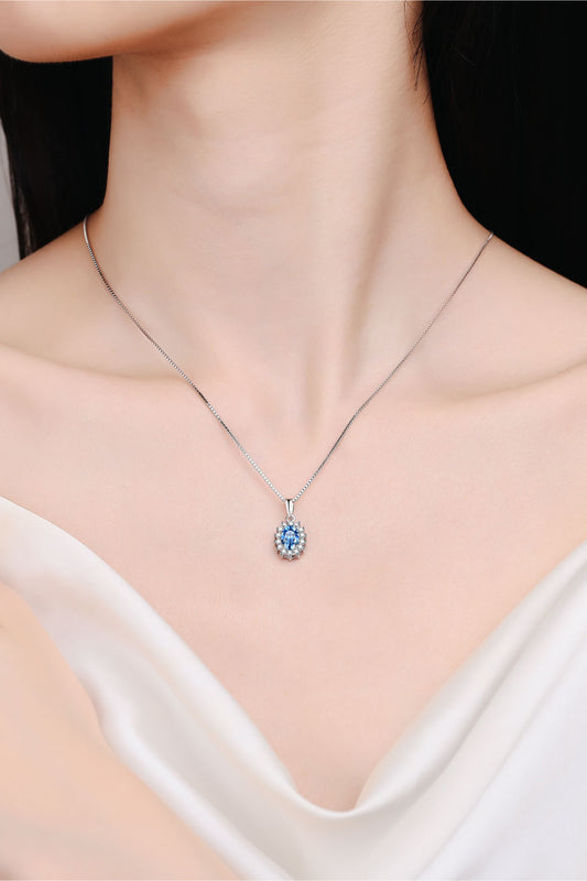 Elegant zircon accent on 925 Sterling Silver Necklace on model