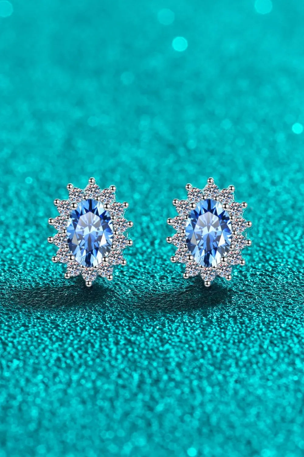 Close-up of the 925 Sterling Silver Stud Earrings showing zircon accents